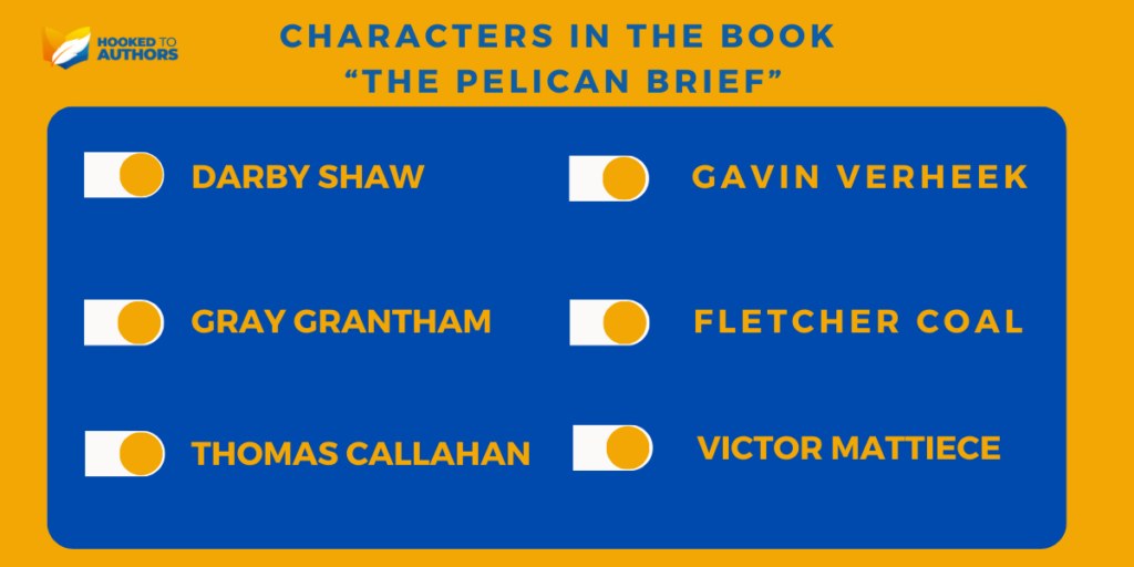 Characters in the book "The Pelican Brief"